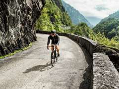 Downhill ride on a road bike from the Grimsel Pass.