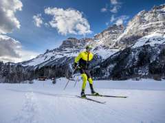 A cross-country skier on the trail in Gadmen.