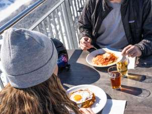 Two people eating